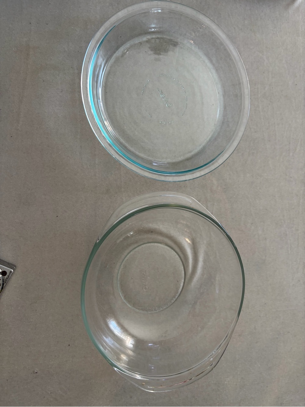 Pyrex Clear Glass Bowls with Subtle Aqua Tint set of 2